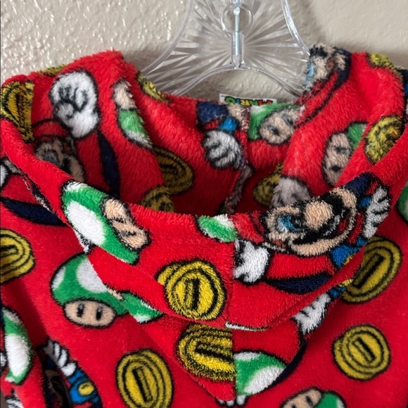 Super Mario Bros Nintendo Kids Boys Girls Red Hooded Robe Medium - Picture 5 of 5